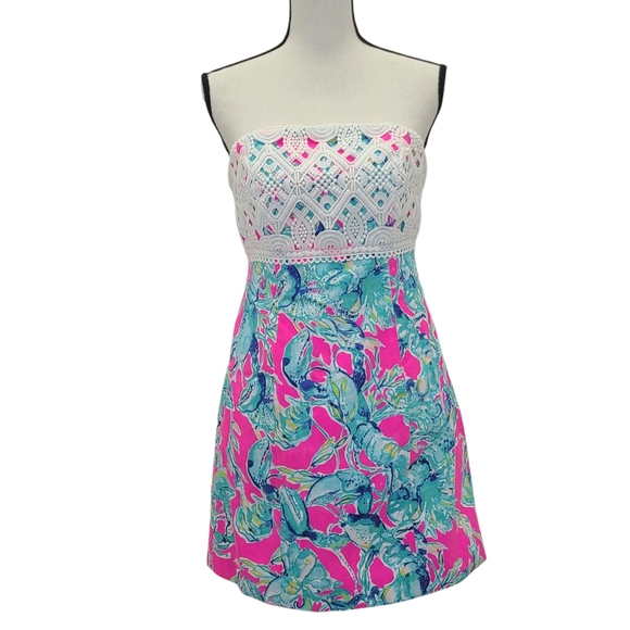 Lilly Pulitzer Brynn Dress Raz Berry Lobsters In Love 28119 Size 6 - Picture 1 of 10